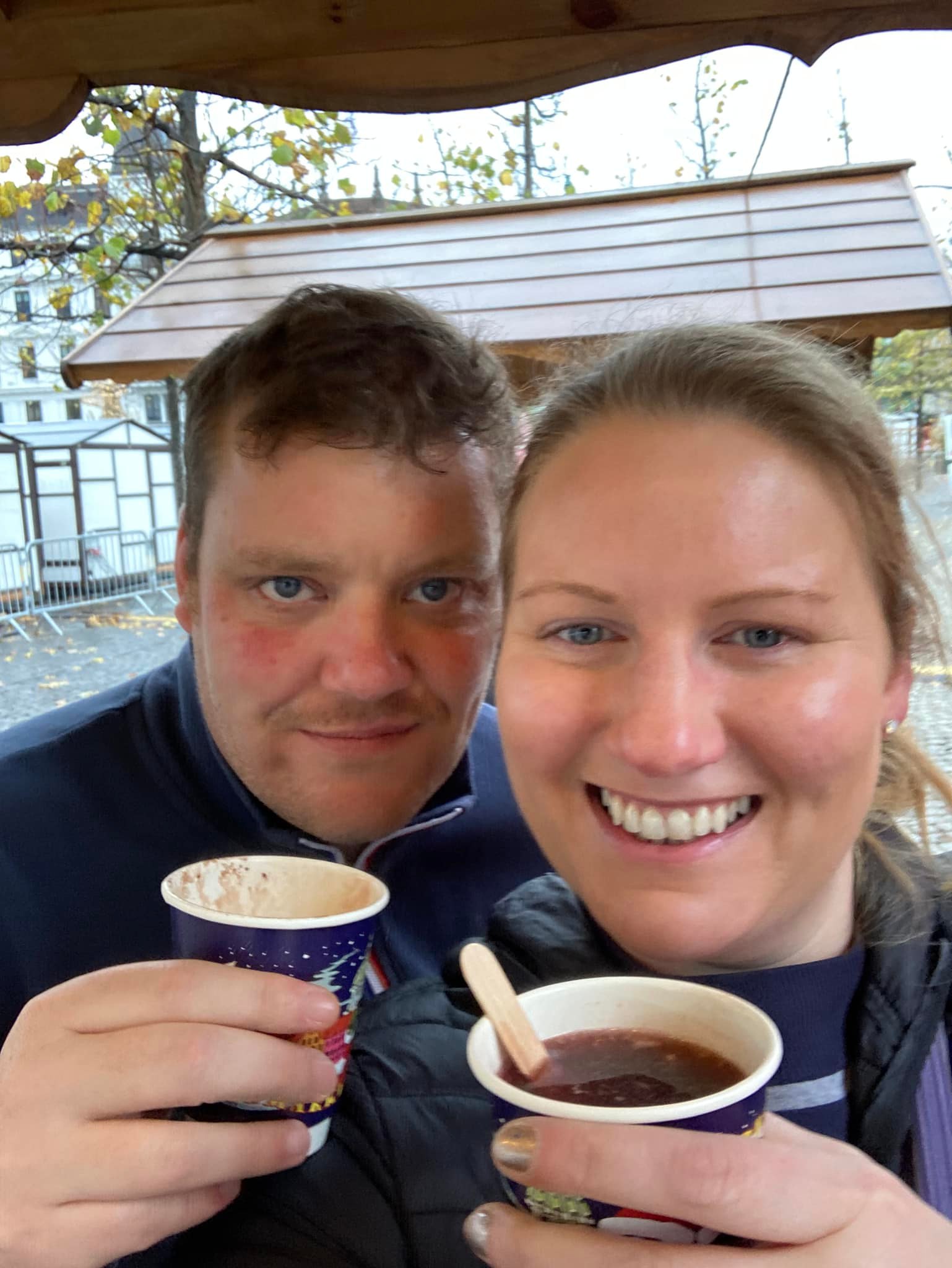 Couple coffee selfie Copenhagen — Two for the Row'd