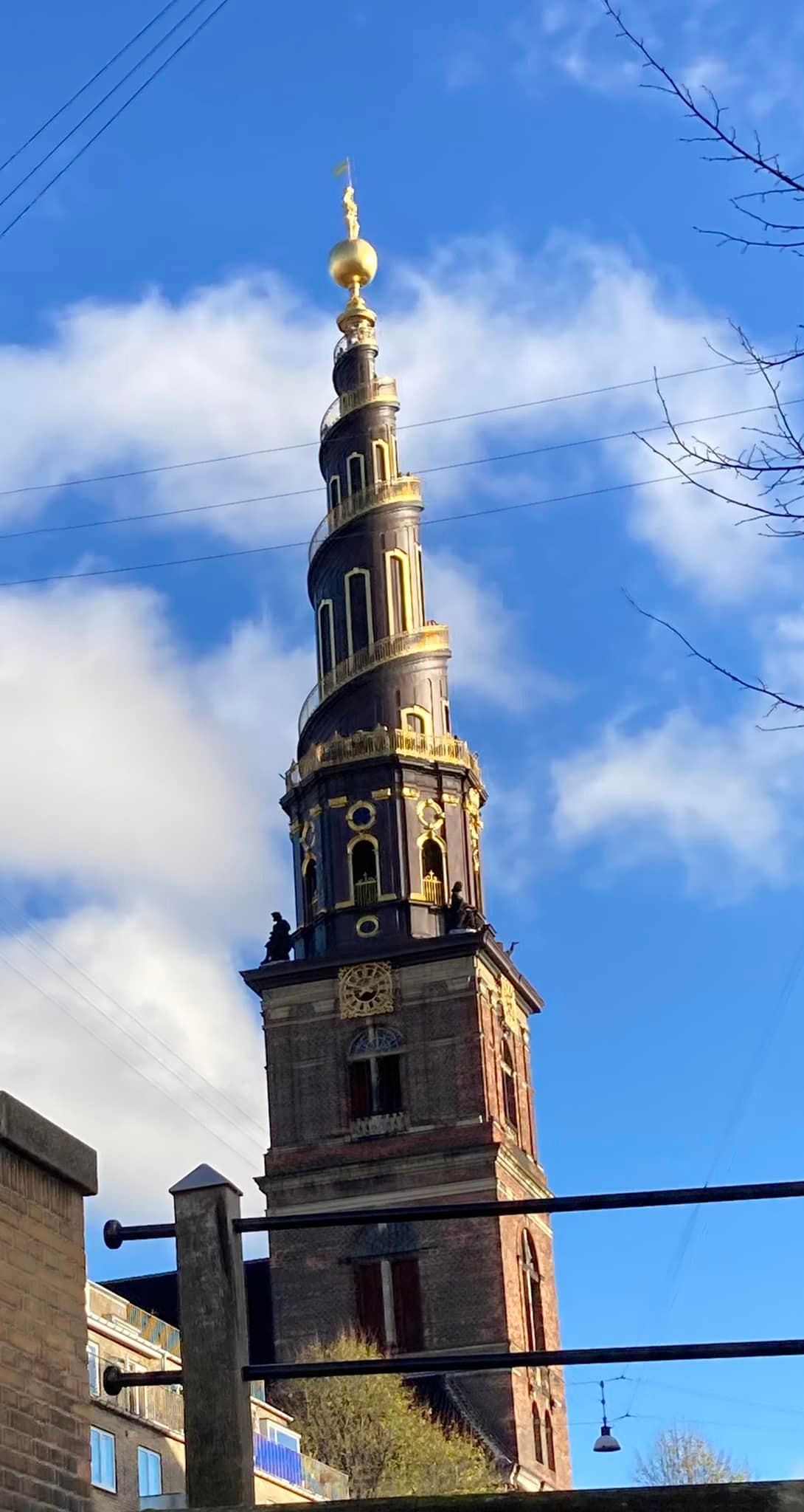 Church tower blue sky Copenhagen — Two for the Row'd