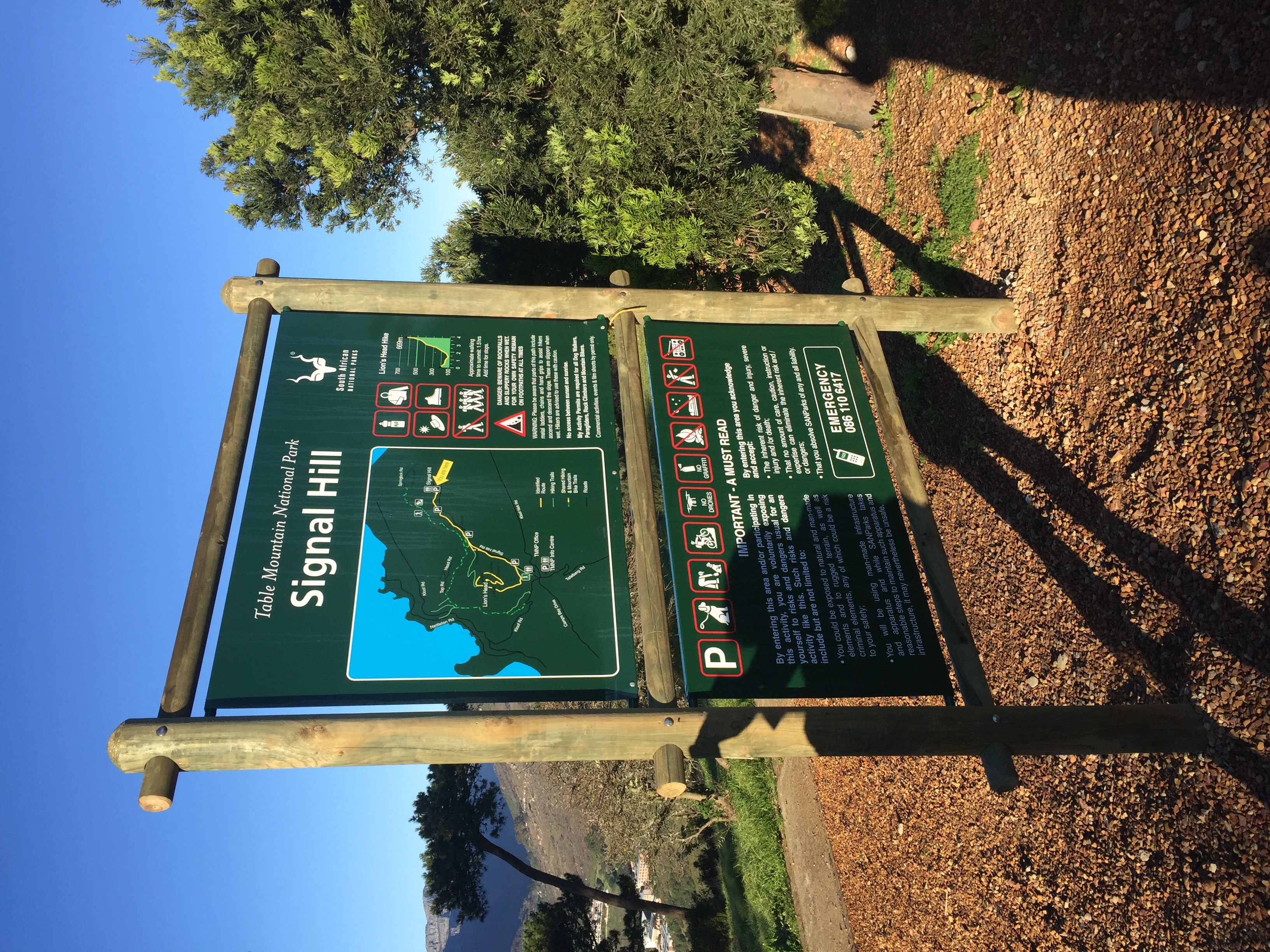 Signal Hill sign in Table Mountain National Park, Cape Town