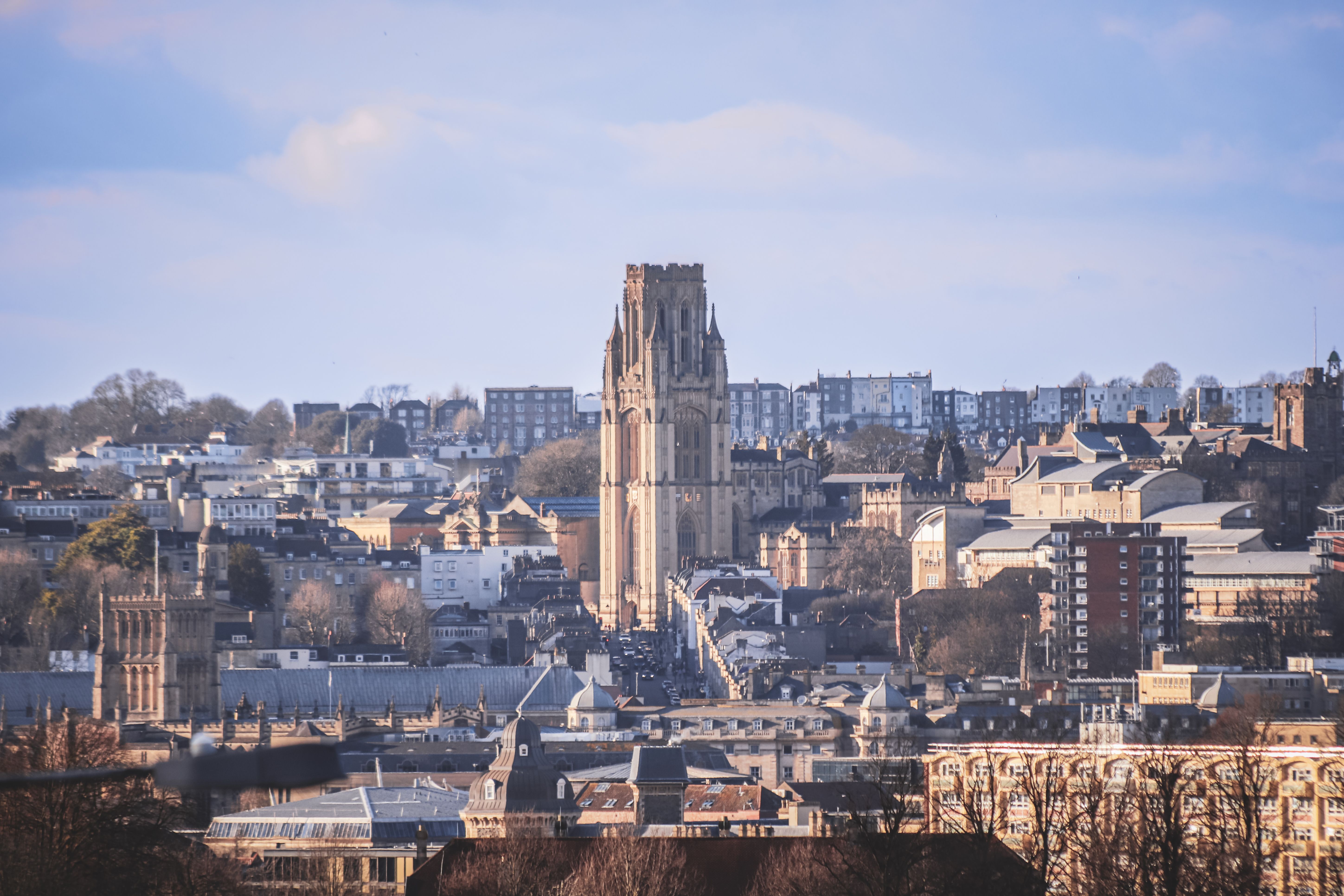 Bristol cityscape and Cabot Tower — Two for the Row'd