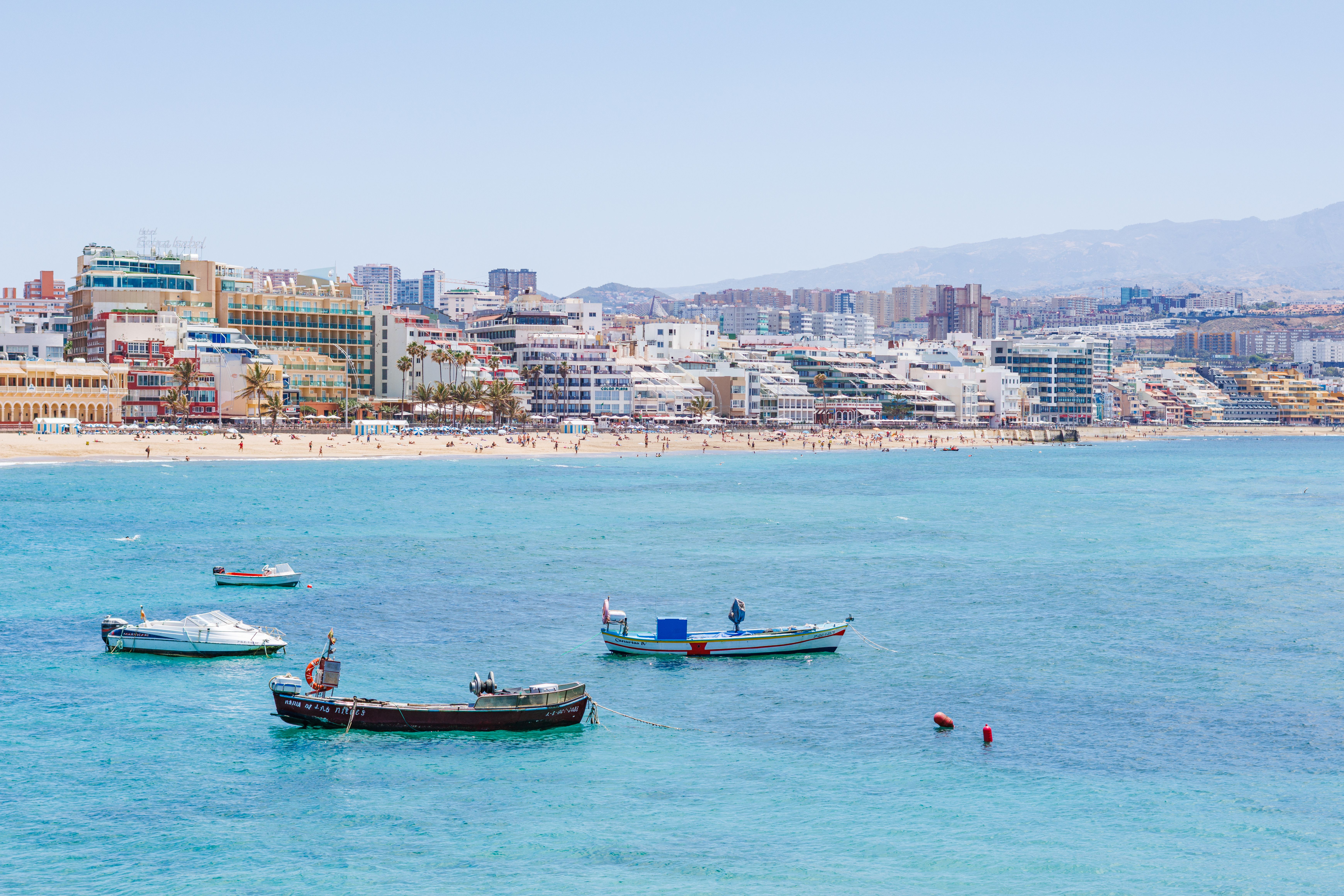 Coastal harbour and blue sea in the Canary Islands