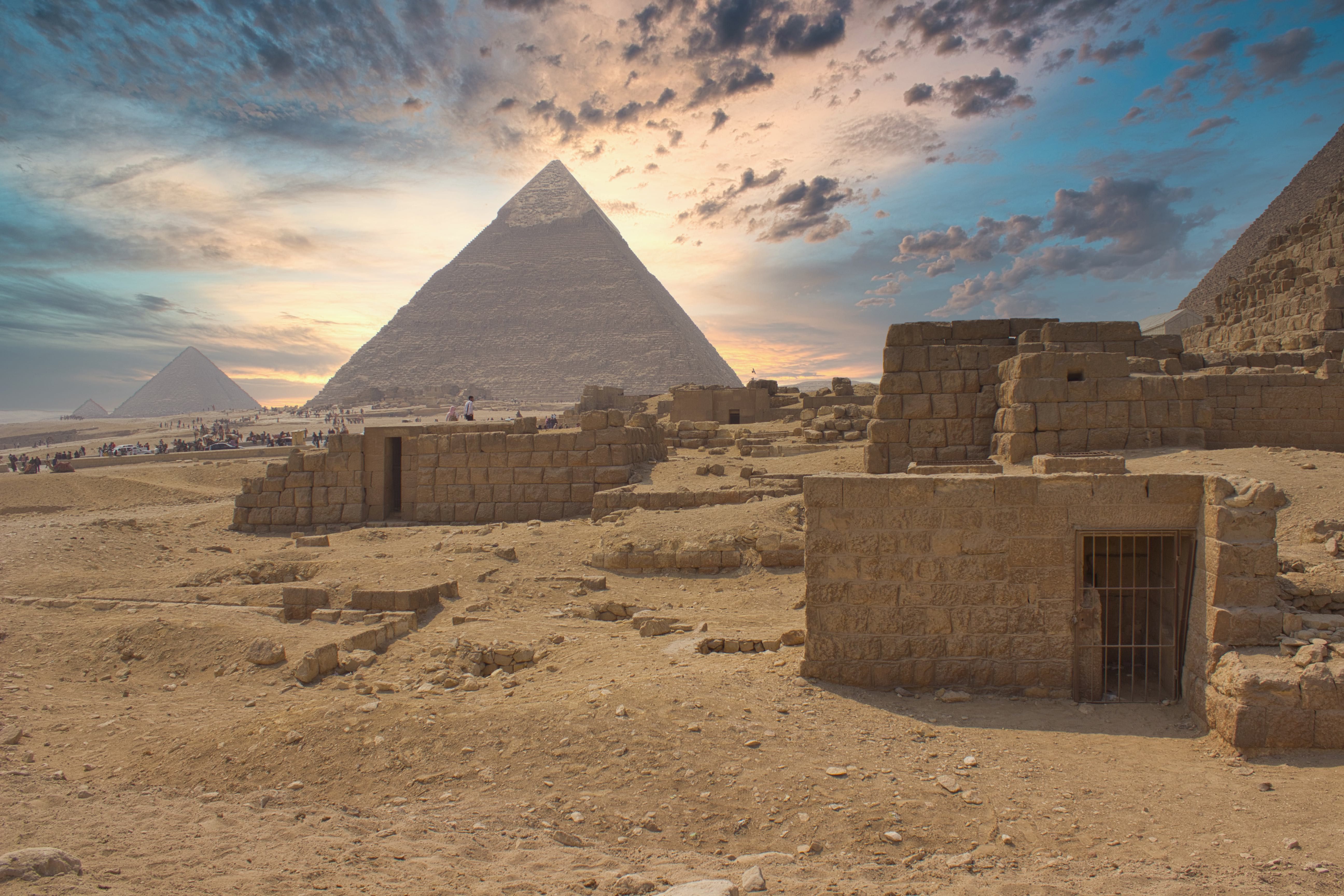 Pyramid rising above the desert landscape in Egypt