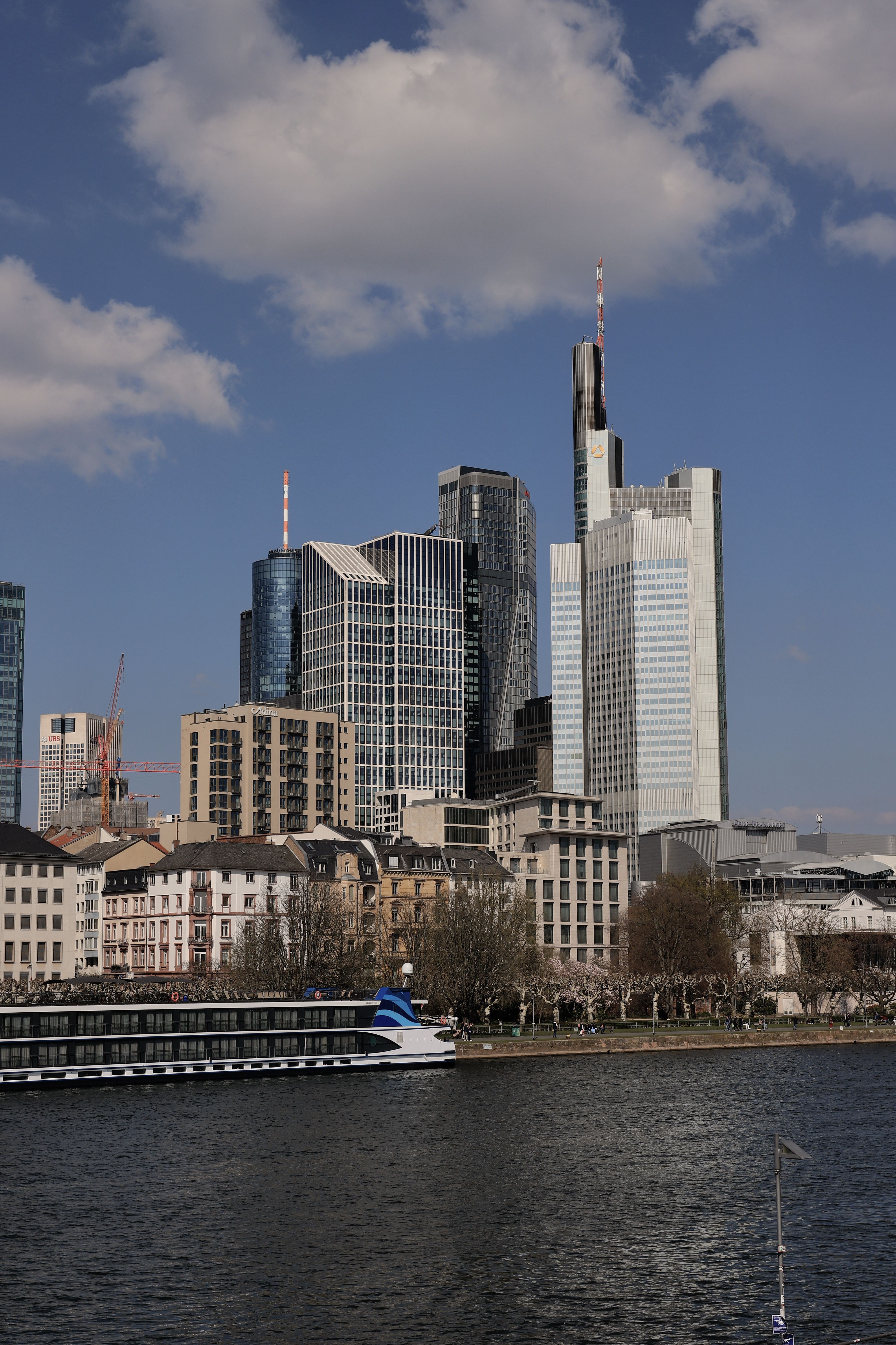 Frankfurt skyline beside the River Main — Two for the Row'd