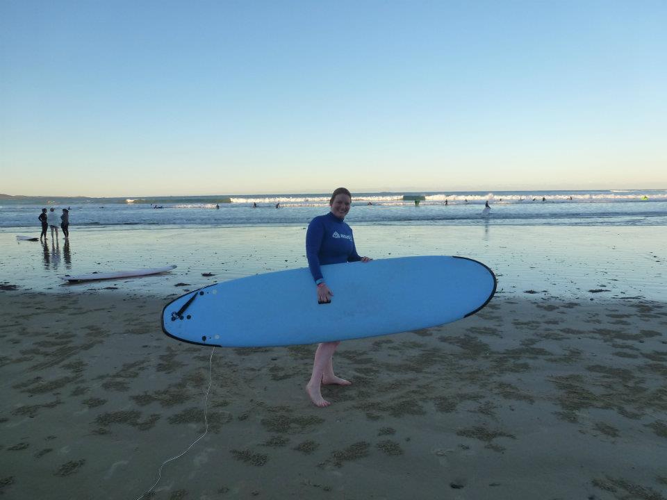 Trying surfing at Surfers Paradise on the Gold Coast