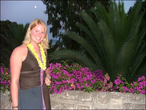 Nicola with tropical flowers in Martinique — Two for the Row'd