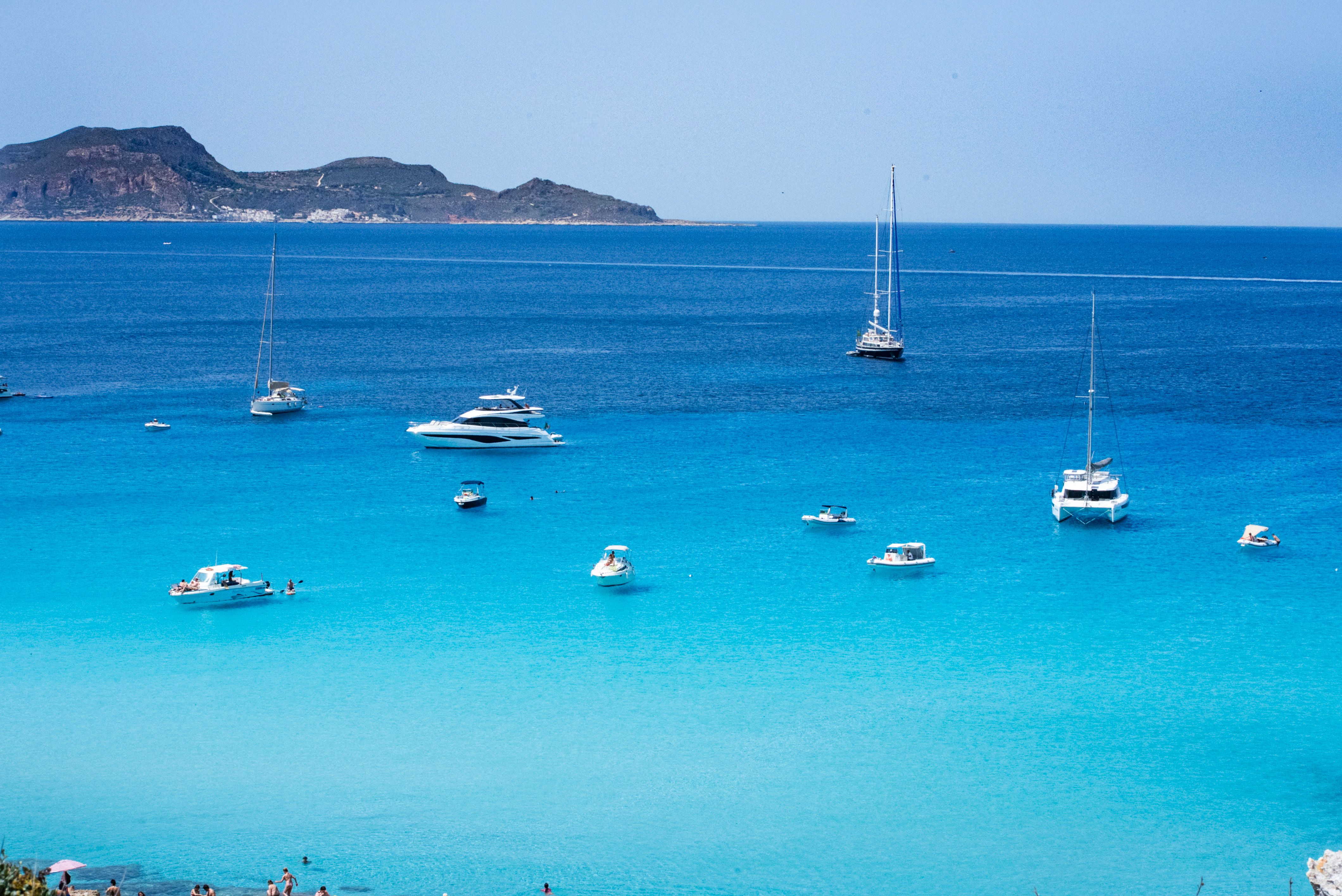 Yachts anchored in a St Barths bay — Two for the Row'd
