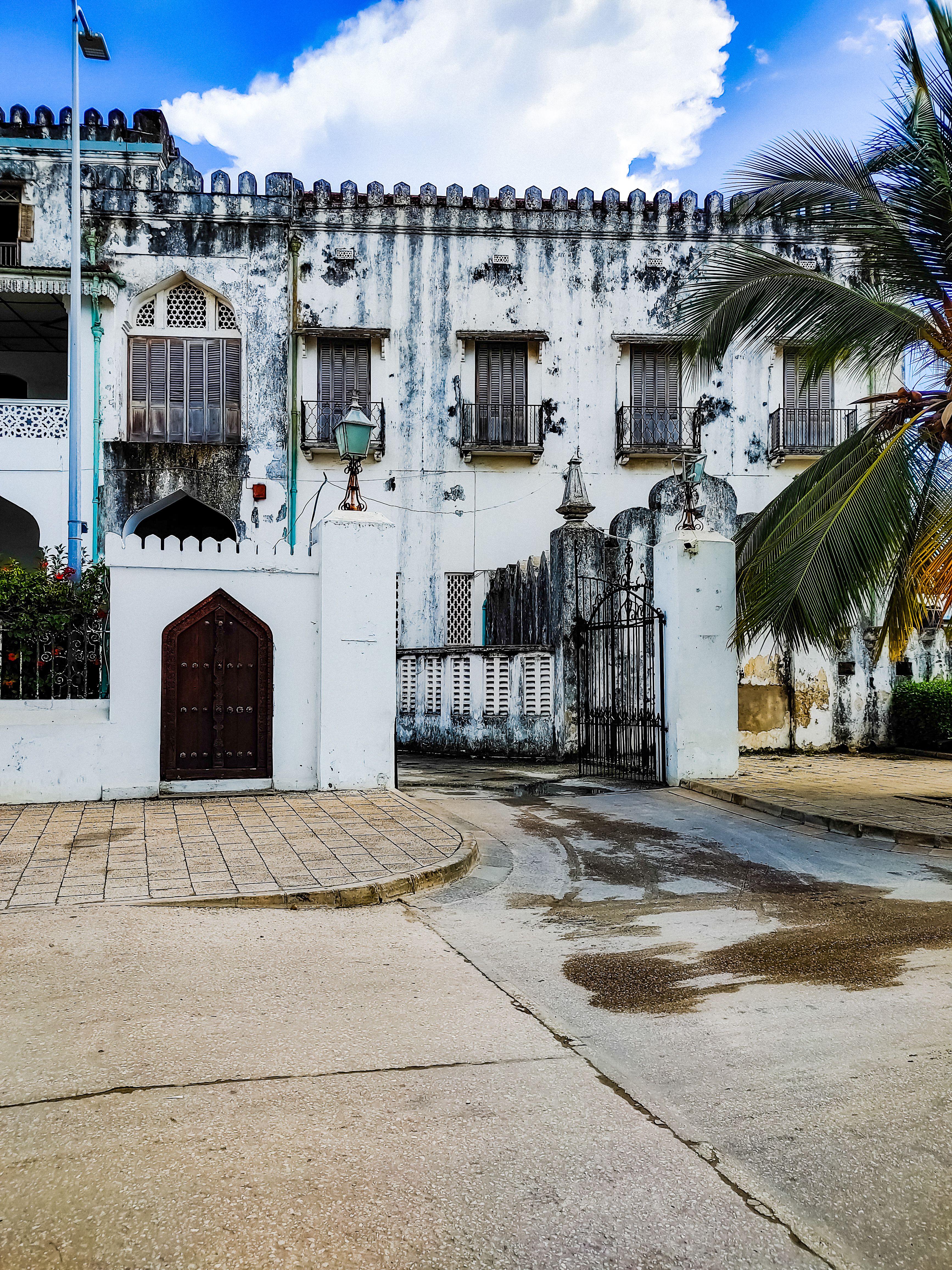 Historic whitewashed architecture in Stone Town, Zanzibar